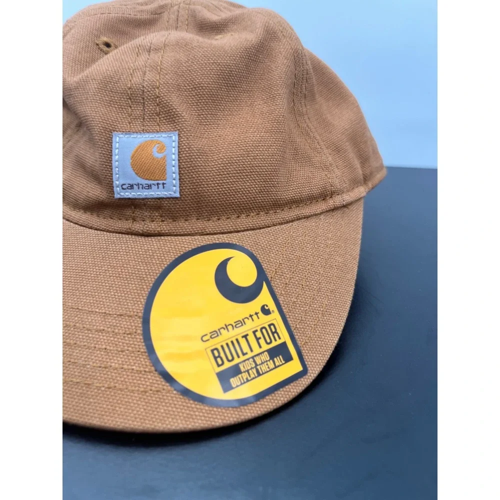 Carhartt Canvas Hat Infant One Size Brown NWT Logo Patch Elastic Back AH8900